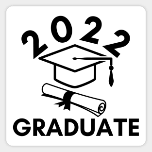 2022 Graduate. Typography Black Graduation 2022 Design with Graduation Cap and Scroll. Magnet